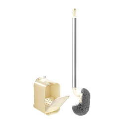 Toilet Bowl Scrubber - Toilet Brush Holder Cleaner Suction Cup - Wall Mount Long Handle Scrubber, Space Saving Cleaning Supplies, Bathroom Accessories for House Apartment