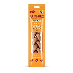 Pet Munchies Large Buffalo Dental Chew, Healthy, Natural and Long-Lasting Dog Treats, Grain Free and Low in Fat 90g