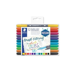 STAEDTLER 3004 TB12 Design Journey Double-Ended Brush Lettering Pens - Assorted Colours (Pack of 12)