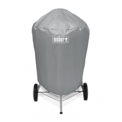 Weber Grill Cover for Ø 57cm Charcoal Grills, breathable UV- & water-resistant, Protection against Wind & Weather, with Velcro fastener for Attachment, Portable & Lightweight - Gray (7176)
