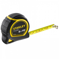 STANLEY TYLON Tape Measure 5M/16 Inches Compact Case with Cushioned Grip Metric and Imperial System 1-30-696, YELLOW