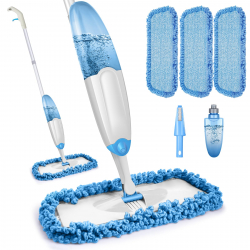 Microfibre Spray Mop for Floor Cleaning, TINA&TONY Hardwood Floor Mop with Sprayer for Dry Wet Cleaning with 3 Reusable Pads & Refillable Bottle, Kitchen Dust Mop for Hardwood Laminate Tile, Blue