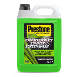 Prestone Screenwash, Ready To Use Screen Wash For Cars, High Performance Cleaning With Streak Free Formula, Maximum Visibility Summer Windscreen Washer Fluid, Removes Stubborn Dirt, 5L Bottle