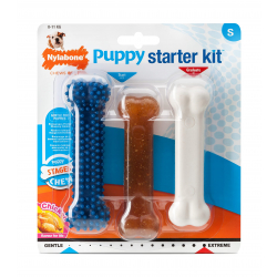 Nylabone Puppy Starter Kit, Pack of 3 Dental Dog Chew Bones, Teething, Gentle, Graduate, Small, for Puppies Up to 11 kg